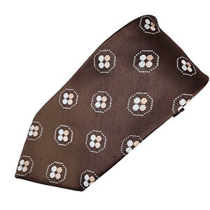 Vintage 70s Polyester Necktie Brown Geometric Groovy 3.25"W